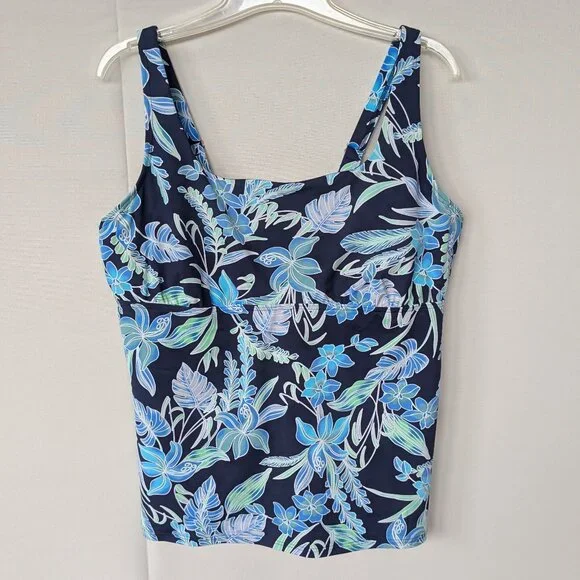 Lands' End Square Neck Underwire Tankini Swimsuit Top 16 DDD - Picture 3 of 8